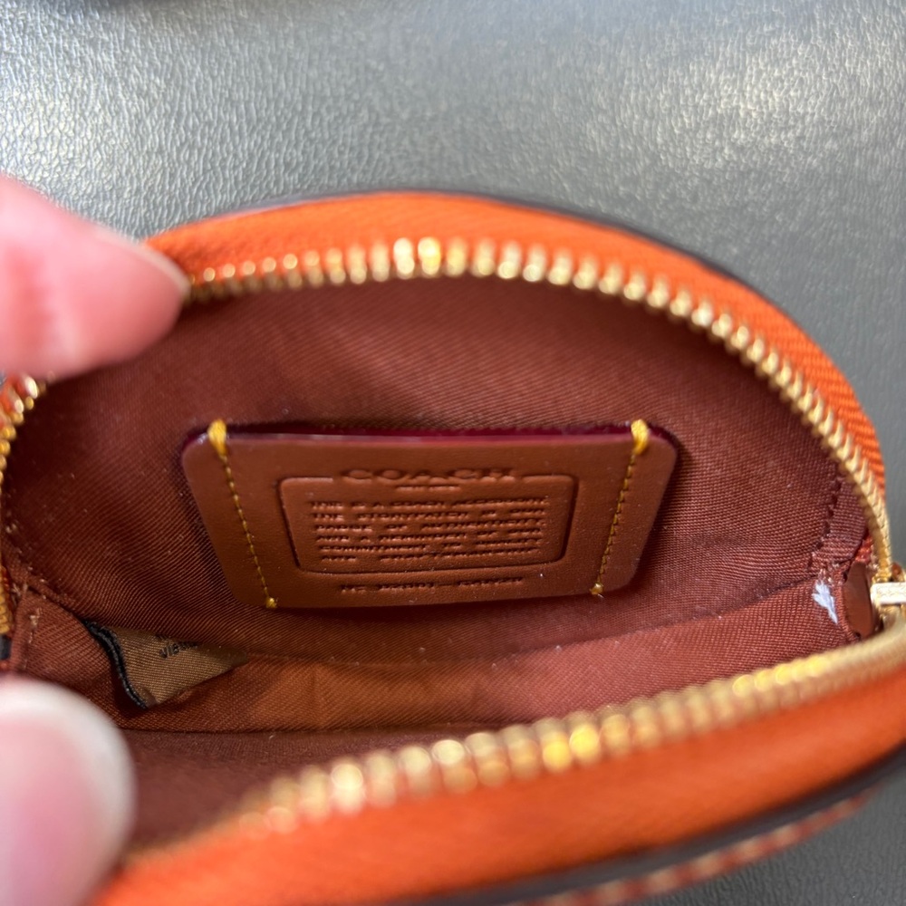 Coach Vibrant Orange Round Coin Purse - Picture 3 of 5